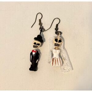 Handmade Pottery Catrina Earrings: Día de los Muertos Fiesta Jewelry